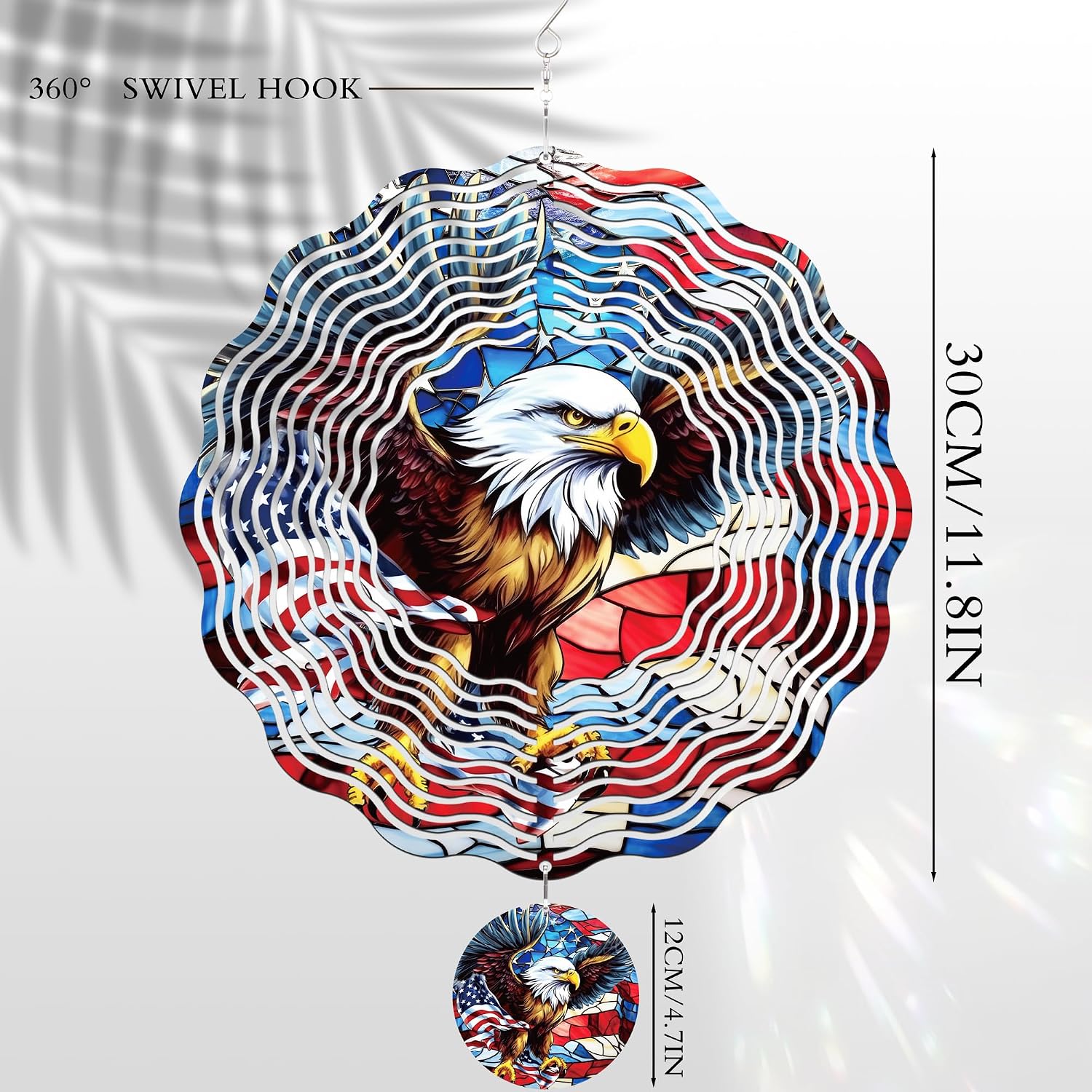 American Eagle Wind Spinner - 3D Stainless Steel Wind Spinners | Flag Pattern Ornaments Outdoor Kinetic Spinning Hanging 250 Anniversary Patriotic Decor for Patio Lawn Garden Yard Balcony