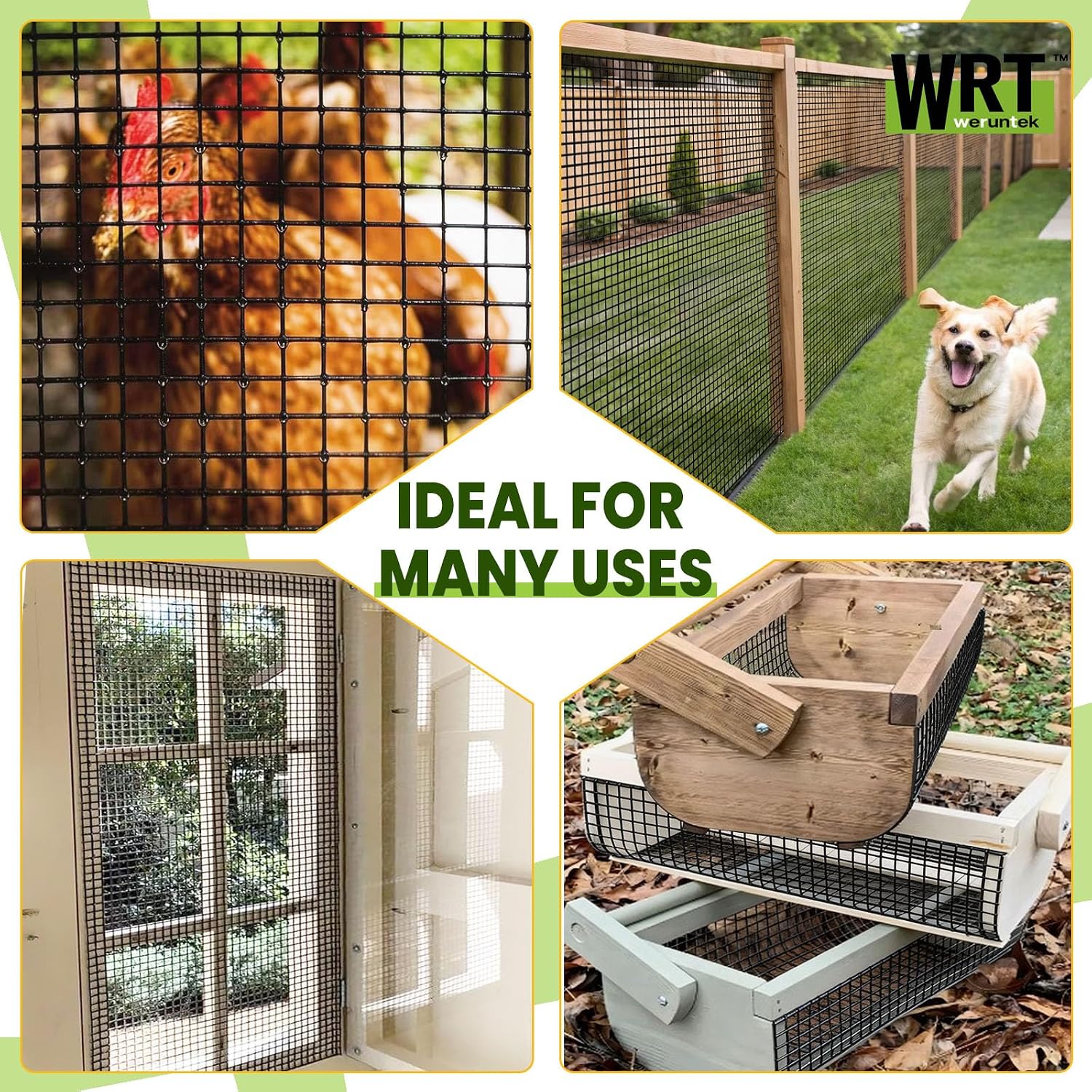 Hardware Cloth1/2inch 48"x50' 19 Gauge Black PVC Coated Welded Wire Mesh Roll, Heavy Duty Metal Mesh with Square Grid, Fencing Roll for Chicken Coop Barrier, Rabbit Cage, Snake Fence