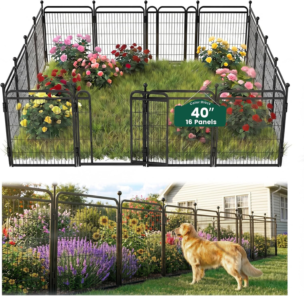 40 in(h) garden fence outdoor for yard with, main product view
