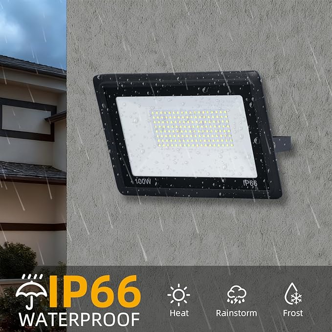 200W LED Flood Lights Outdoor, 2pack 20000lm Bright Led Work Light with Plug, 6500k Daylight White Outdoor LED Lights, IP66 Waterproof Patio Lighting
