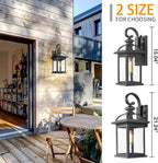 Darkaway Dusk to Dawn Outdoor Lights Fixture Wall Mount,Large 22inch Exterior Wall Light with Seeded Glass Waterproof Black Outside Wall Sconce for House Porch Hallway Garage