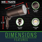 Outdoor Landscape Spotlights – 3000K/4000K/5000K Color Changing Options in Aluminum Housing – 120 Voltage Integrated LED Outdoor Spot Light for Yard, Lawn, Garden Walkways and Pathways (8W, Bronze)