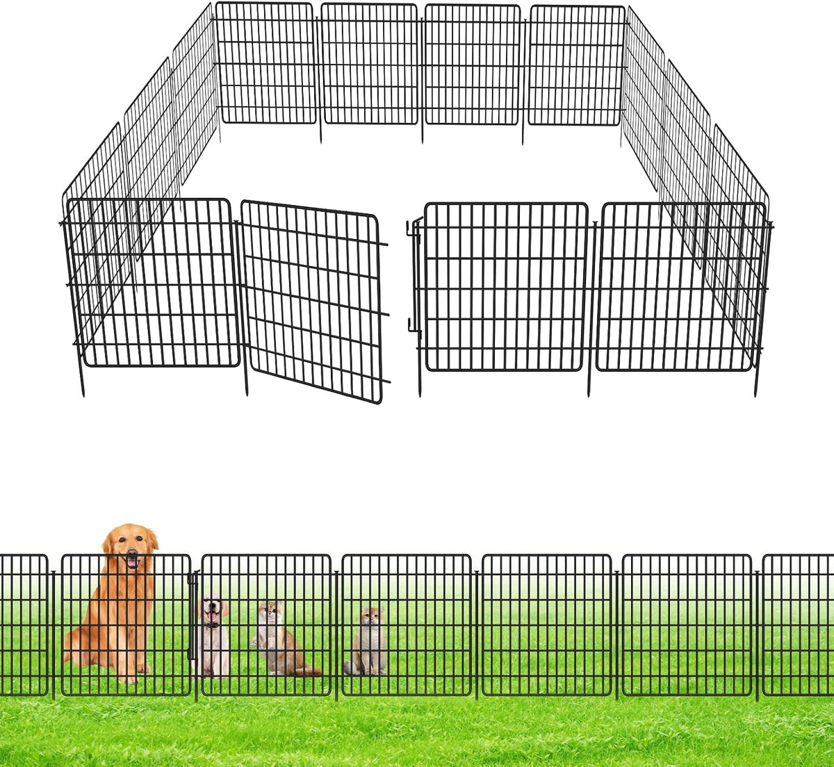 10 panels garden fencing animal barrier with lock, main product view