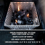 Oklahoma Joe's 5279338P04 Stainless Steel Offset Smoker Charcoal Firebox Basket, Silver & 9518545P06 Drip Bucket, Black & Highland Offset Smoker Cover, Black