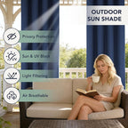 Outdoor Curtains for Patio Waterproof - 6 Panels Privacy Weatherproof Outside Curtains with Grommets for Pergola, Gazebo, Porch, Cabana, Balcony, 54 x 84 Inch, Navy