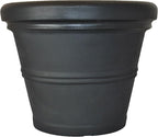 Tusco Products RR245BK Classic Rolled Rim Garden Planter, 24.5", Black