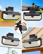 LUHLEE 416 LEDs Clip On Solar Lights Outdoor, 1500LM & 300° Angle Bright Motion Sensor Outdoor Lights with 3 Lighting Mode, IP65 Waterproof Solar Security Light for Fence, Patio, Backyard, Gutter (2)