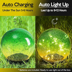 Outdoor Waterproof IP65 Solar Globe Lights, Led Solar Light Balls for Lawn Garden Patio Table Art Decoration, Yard Landscape Illuminated Cracked Glass Sphere Gazing Ball Lights, Round Ornaments Orbs