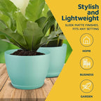 Planter Pots with Drainage Holes - Lightweight, Durable, and Space-Saving Pots for Indoor and Outdoor - Versatile Functionality, Simple Modern Design, Set of 10 Plastic Planter Pots - Aqua