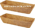 2 Pack 24 Inch Trough Coconut Liners for Window Box Planter Natural Coco Fiber Replacement Liner for Outdoor Plants Flowers Outside Coir Planters Porch Balcony Garden Decor