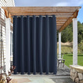 NICETOWN Navy Blue Outdoor Curtain for Patio Waterproof & Windproof Extra Wide, Rustproof Top and Bottom Grommet Blackout Thermal Insulated Indoor Outdoor Drape for Pergola, 1 PC, W100 x L84