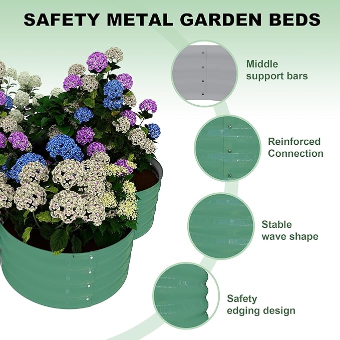 Garvee 2 Pack Galvanized Raised Garden Bed, Outdoor Planter Box with Open Base for Herbs, Veggies & Flowers. Rust-Resistant Raised Garden Beds, Ground-Connected Design for Deep Root Growth