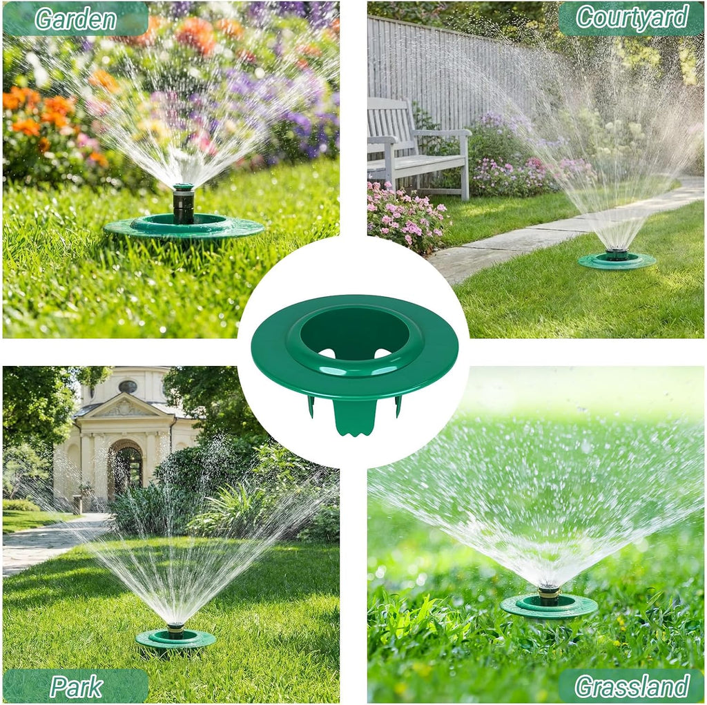 RAWILL 6 Pcs Sprinkler Head Protectors, Plastic Sprinkler Donut-Style Guards for Lawn, 6.69 in Circle Shaped Donut with 3.54 in Inner Diameter, Outdoor Lawn Spray Guard - Green