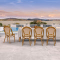 PURPLE LEAF Outdoor Dining Chair Set of 4 Bamboo Finish Amber White | Bamboo Finish Parisian Charm, Coated Aluminum Less Upkeep, Two-Tone Weave Easy Match, French Wicker Timeless Style, Armless