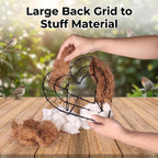 Bird Nesting Material Holder, Heart Shaped Hanging Bird Nesting Material for Wild Birds, Metal Holder with Natural Cotton & Coconut Fiber, Cottagecore Garden Decor for Bluebirds Chickadees Finches