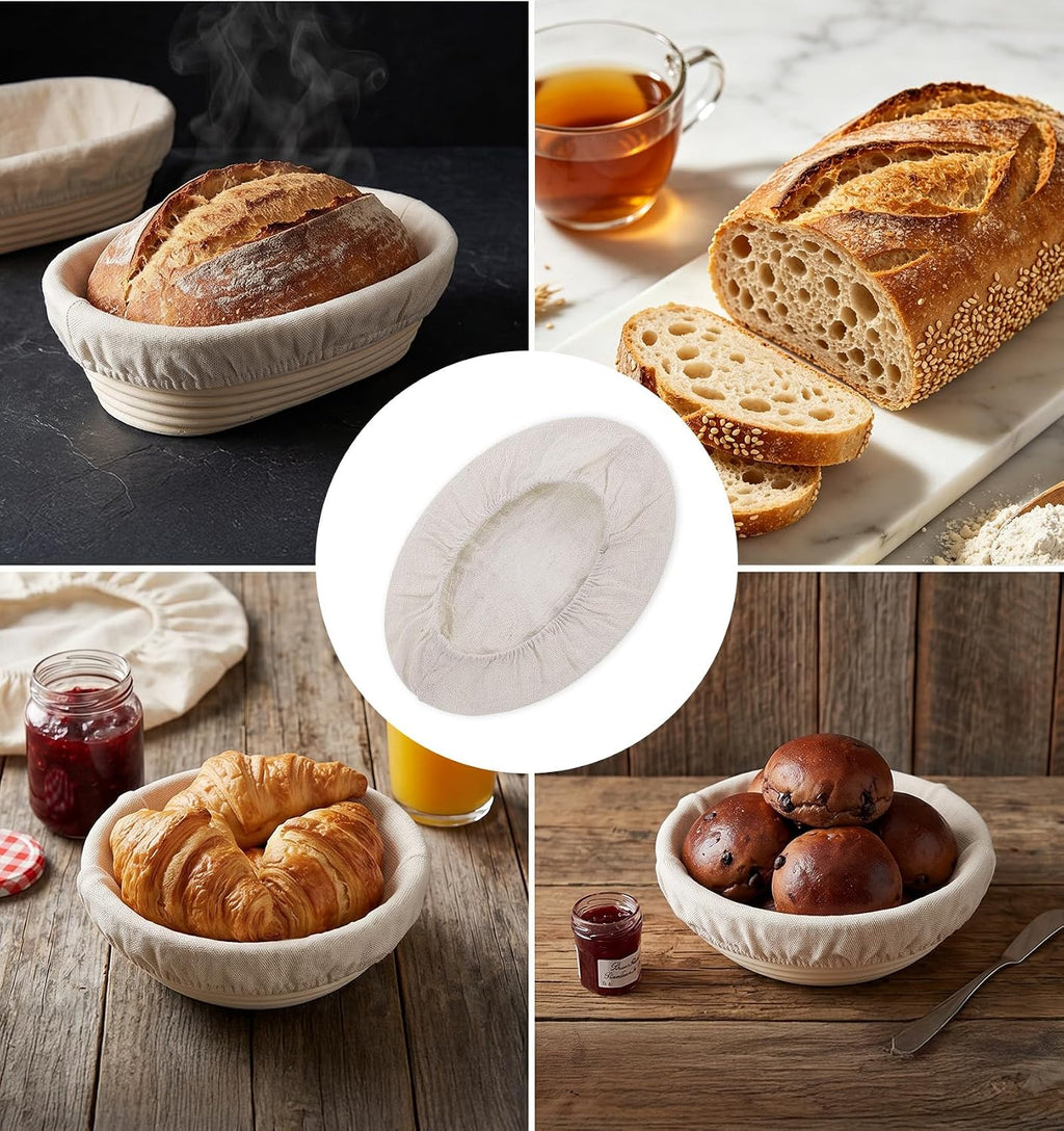 6 Pcs Sourdough Proofing Basket Liner, 10 Inch Oval Bread Proofing Cloth Liner for Banneton Basket Sourdough Baking Dough Baskets Cover (Cotton-Linen, Oval)