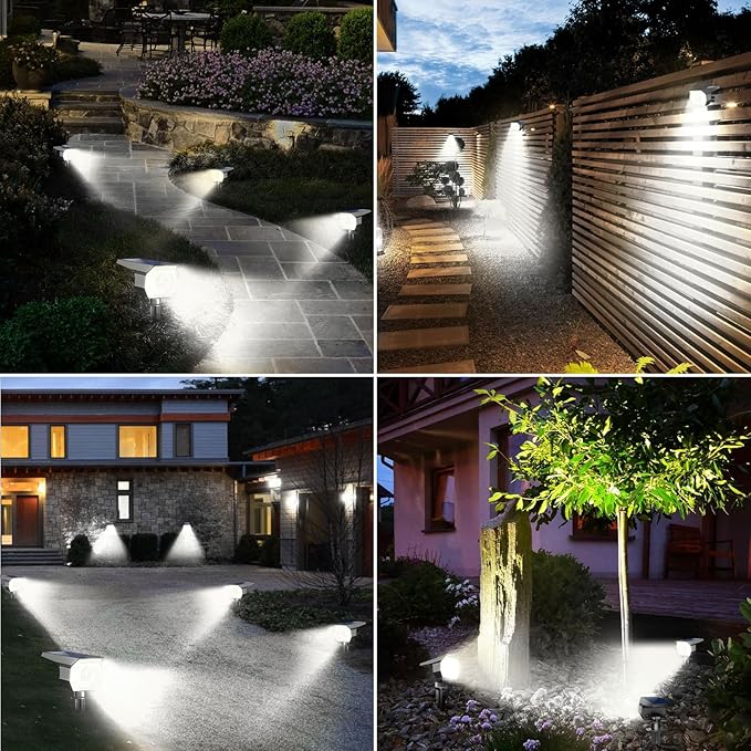 Peasur 6 Pack Solar Lights Outdoor, Solar Powered Spot Uplights Waterproof with 3 Modes 2-in-1 Auto On/Off Solar Spotlights Landscape Lighting Outside for Tree Plants Yard Garden Pathway