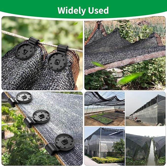 Heavy Duty Round Shade Cloth Clips 100Pcs - Plastic Garden Net Clamps for Shade Cloth for Garden, Tarp Clips Heavy Duty, Anti Bird Netting, Sun Shade Sail, Windproof Awning Clamp