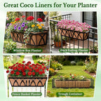 Halatool 2 Pack 36 Inch Window Box Liners Trough Coco Fiber Replacement Liner Pre-Formed Coconut Liners for Planters Wall Hanging Basket Flower Pot Fence Railing