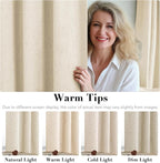 H.VERSAILTEX 100% Blackout Curtains for Bedroom Thermal Insulated Linen Textured Curtains Heat and Full Light Blocking Drapes Living Room Curtains 2 Panel Sets, Bleached Sand, 52x63 Inch