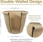 Sunnydaze 24-Inch Anjelica Large Plastic Pot for Plants - Outdoor Double-Walled Large Plastic Planter with Drillable Drainage Holes - Beige - 4pk