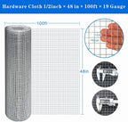 Hot-Dip Galvanized 1/2in Hardware Cloth 48x100ft 19G Chicken Wire Fencing | TUOKS Welded grid stays rigid; easily cut to shape around posts, rabbit enclosures, flower beds, and garden protection.