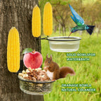 Tree Fence Squirrel Feeder, Outdoor Wild Squirrel Bird Wild Table, Backyard Transparent Glass Chipmunk Feeder, Strong and Ornamental, with Drainage Holes and Corn Support Squirrel Feeder