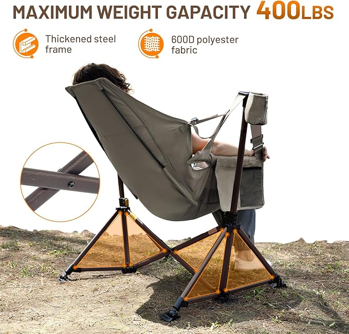 TIMBER RIDGE Hammock Camping Chair, Oversized Swinging Chair for Outdoor Lawn, Backyard and Patio, Supports 400lbs, Tan