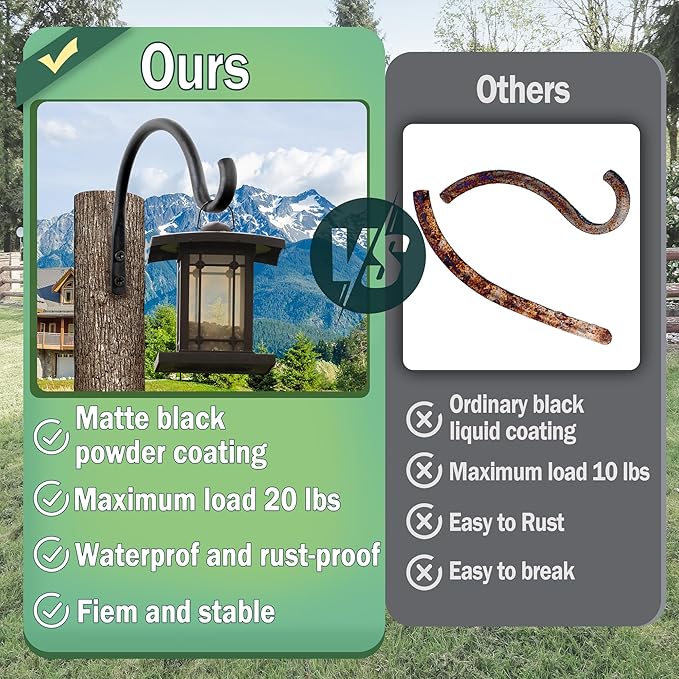 Qiang Ni Hanging Plant Bracket Hooks: 8 Inch Wall Plant Hook Planters and Decor - 2 Piece Rust-Resistant and Secure Brackets Maximize Your Outdoor Living Space