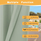 HolidayIdeas Outdoor Curtains for Patio Waterproof, 4 Panels - 54 x 108 Inch - Privacy Protection & Light Filtering Curtains Grommet Outside Curtains for Porch, Backyard (Sage Green)