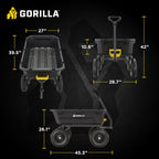 gorilla carts dump garden cart, 7 cu ft,1200, side view