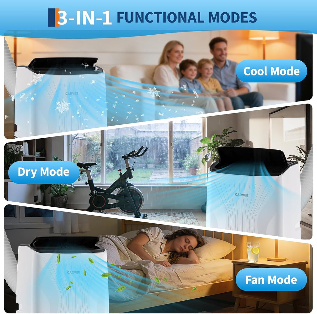 14,000 btu portable air conditioner, 4-in-1 portable ac showing dimensions