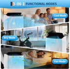 14,000 btu portable air conditioner, 4-in-1 portable ac showing dimensions