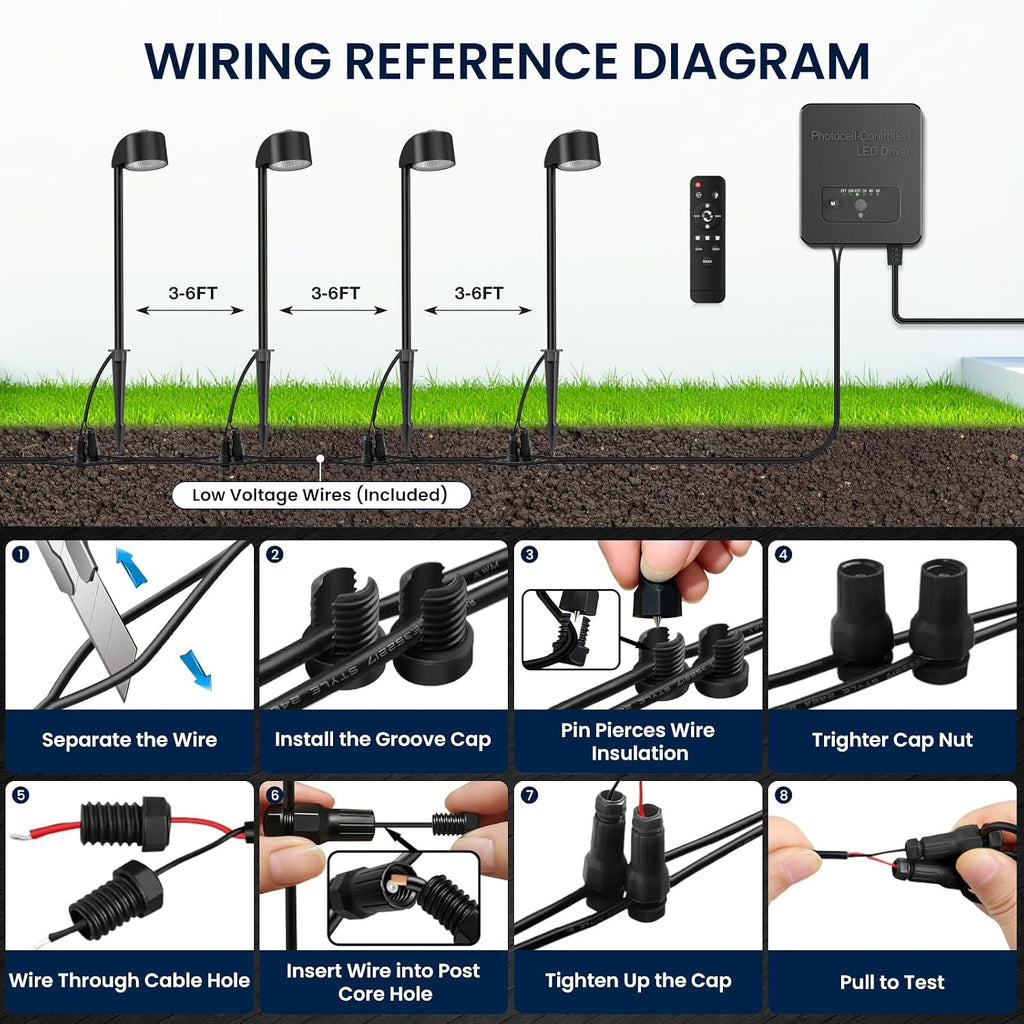 Low Voltage Landscape Lighting, 8 Pack Pathway Lights Outdoor | All-in-One Landscape Lighting Kit,6W Dimmable 5CCT Path Lights,IP66 Waterproof,For Garden Path Driveway Yard Outdoor