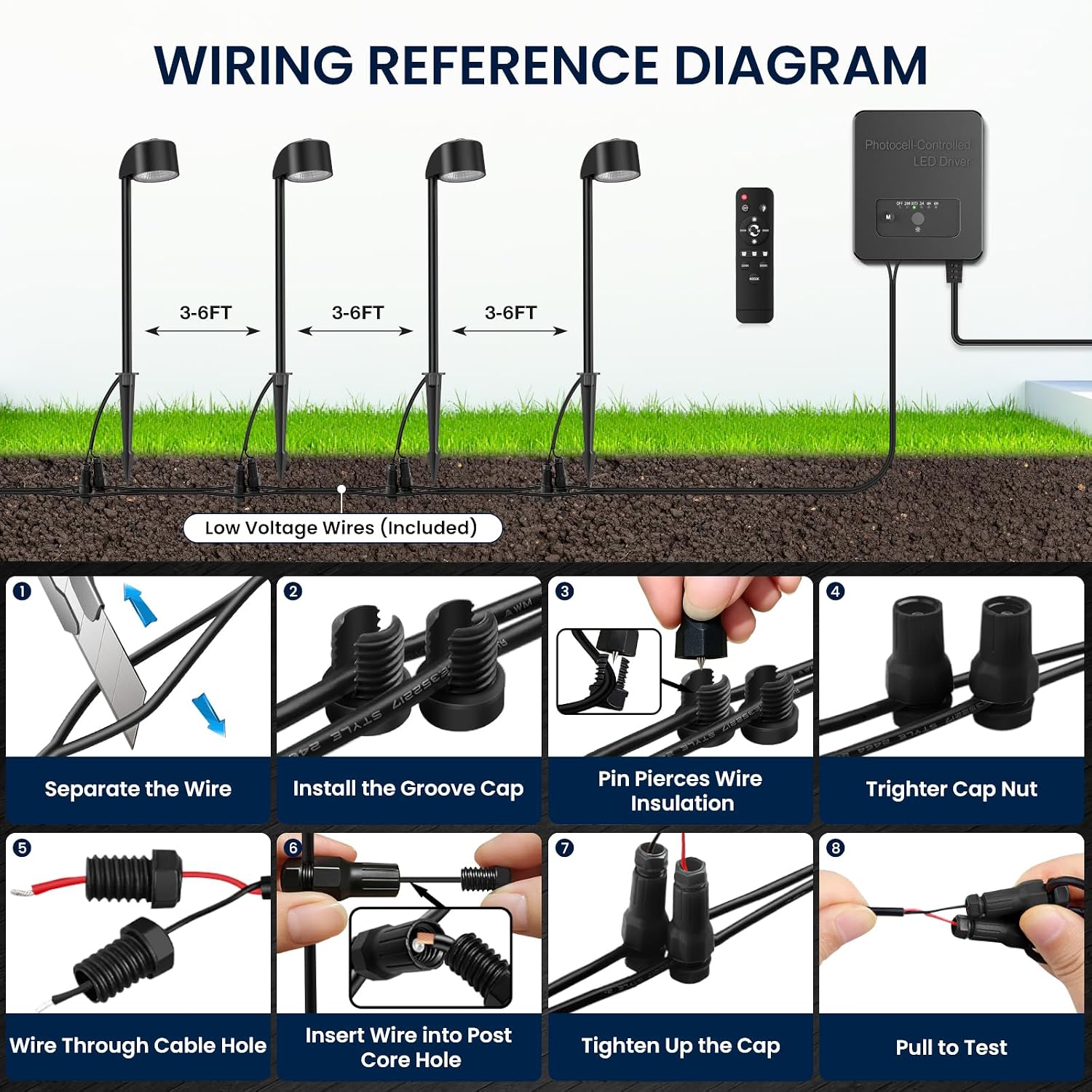 Low Voltage Landscape Lighting, 8 Pack Pathway Lights Outdoor | All-in-One Landscape Lighting Kit,6W Dimmable 5CCT Path Lights,IP66 Waterproof,For Garden Path Driveway Yard Outdoor