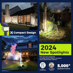 Solar Spot Lights Outdoor Waterproof for Flag, Tree, House, Garden, Yard, 3 Brightness Modes Solar Powered Landscape Spotlights 1 Pack Cool White