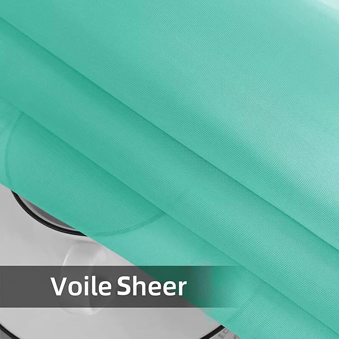 SpaceDresser Waterproof Outdoor Sheer Curtains for Patio - 2 Panels Rod Pocket Indoor Voile Sheer Curtain for Living Room,100W x 96L inch, Turquoise