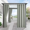 RYB HOME Outdoor Curtains for Patio Waterproof Block Sunlight Thermal Insulated Privacy Assured Thick Outside Curtains for Porch, Gazebo, Pergola, W52 x L84, Sea Green, 1 Panel