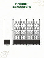 4 PCS Raised Garden Bed with Trellis,63" H Vertical Planter Box with Drainage Holes for Climbing Plants, Patio Privacy Screen & Balcony Garden