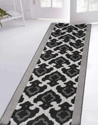 Custom Length Cut to Size Fleur de Lis Inspired Carpet Runner Rug for Hallways, Non Slip Rubber Backed, 31 inch Wide X Customized Length, Royal Grey, 31 inch X 10 feet