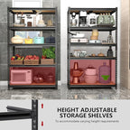 Heavy Duty Garage Shelving,5-Tier Metal Storage Shelves,2400LBS Shelving Unit,Adjustable Shelving Rack, Standing Shelf Units for Garage Storage Warehouse,28''×12''×60''