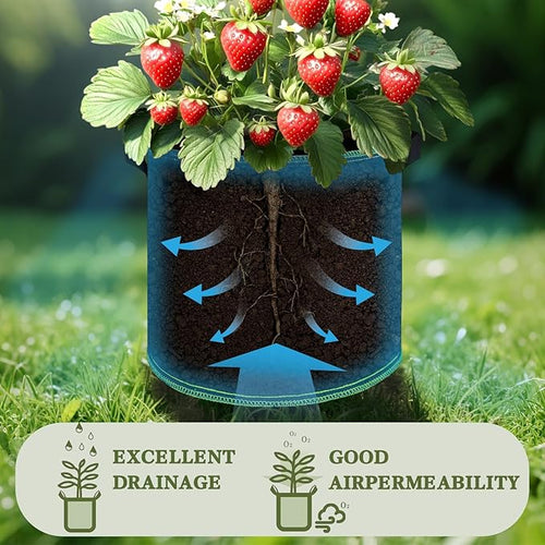 4 Pack 5 Gallon Grow Bags with Handles Garden Vegetable Flower Grow Bags Nonwoven Aeration Fabric Pots for Nursery Garden Planting