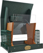 DutchCrafters Poly Hopper Bird Feeder with Suet Holder, Large Suet Feeder for Birds, Outdoor Hanging - Amish American Made (Turf Green & Cedar)