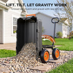 etoolab dump garden cart 900lb capacity with 10-inch, side view