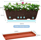 smusei Window Boxes Planters 17’’ Railing Planter Box with Adjustable Brackets, 4 Pack Hanging Deck Railing Planters Rectangular Flower Pots for Outdoor Patio Balcony Fence