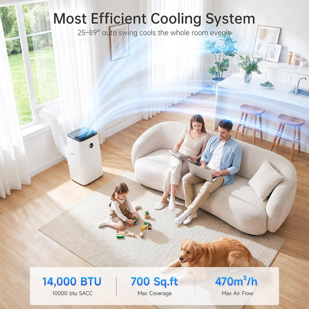 14000 btu portable air conditioners, 3-in-1 floor stand, close-up detail
