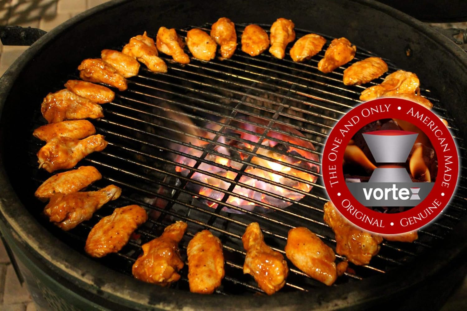 VORTEX (IN) DIRECT HEAT for Charcoal Grills, Medium Size - For Weber Kettle 22 26.75 WSM Smokey Mountain XL Kamado XL Big Green Egg