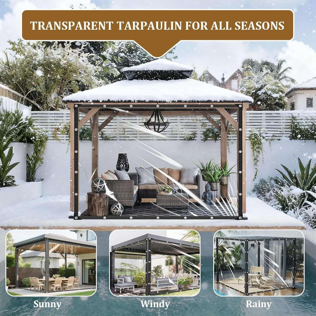 clear tarps heavy duty waterproof, clear vinyl tarp, side view