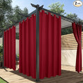 HolidayIdeas Red Outdoor Curtains for Patio Waterproof, 2 Panels - 54 x 108 Inch - Privacy Protection & Light Filtering Curtains Grommet Outside Curtains for Porch, Gazebo, Pergola, Backyard