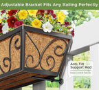 Y&M 24 Inch Window Deck with Coco Liner, Fence Metal Hanging Flower Planter Window Basket Deck Railing Planter Boxes for Outdoor Garden Lawn-Butterfly, 6pcs